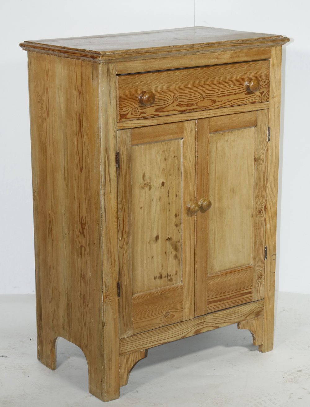 Appraisal: SCRUBBED PINE CABINET Small scrubbed pine cabinet with single drawer