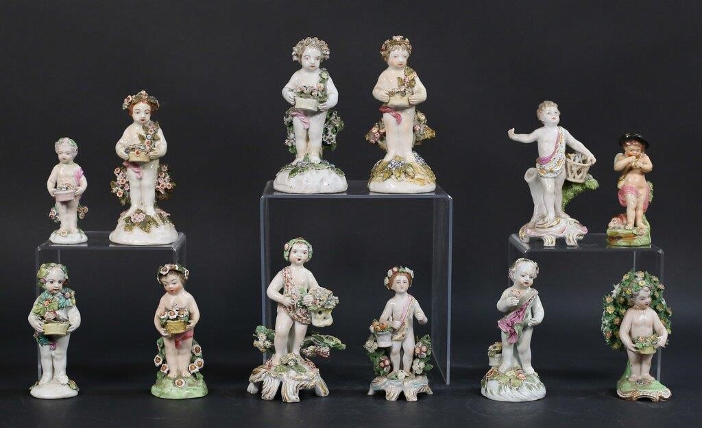 Appraisal: Lot of porcelain cherubs and cupids Mostly English including Chelsea