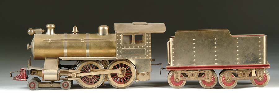 Appraisal: LIONEL STANDARD GAUGE BRASS AND NICKEL Locomotive with matching tender