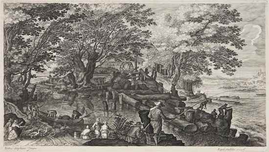 Appraisal: Aegidius Sadeler II River landscape with a watermill engraving after