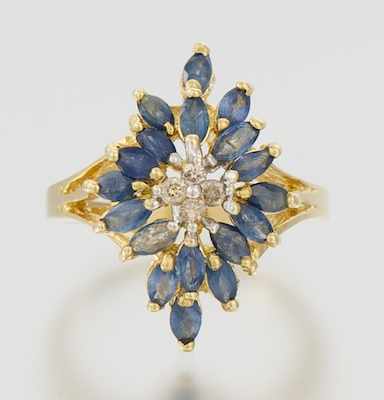 Appraisal: A Ladies' Sapphire and Diamond Ring k yellow gold ring