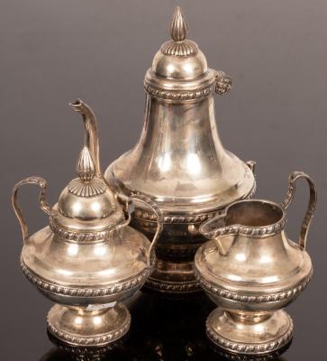 Appraisal: An Egyptian silver four-piece tea and coffee set comprising coffee