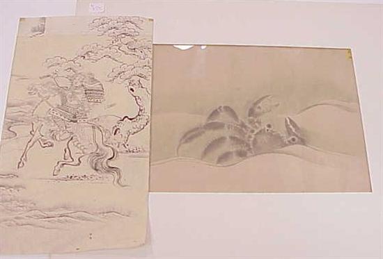 Appraisal: Ink on paper Japanese th th C depicting a crab