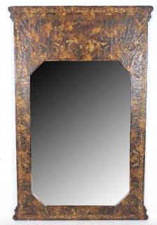 Appraisal: Faux tortoise shell finish decorative mirror Faux tortoise shell crackle