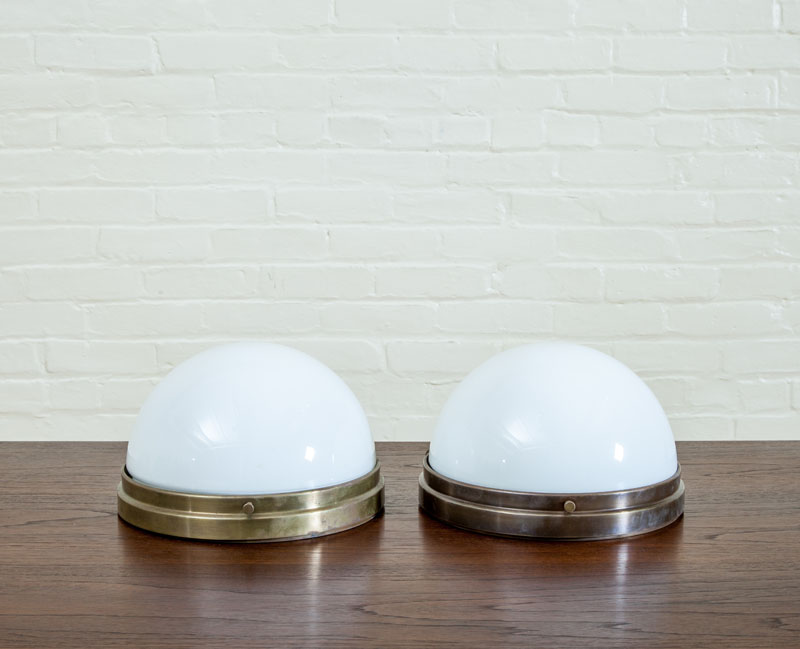 Appraisal: PAIR OF MILK GLASS AND METAL DOME CEILING LIGHTS x