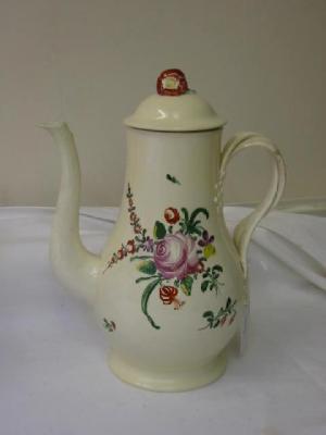 Appraisal: A CREAMWARE COFFEE POT of baluster form the domed lid