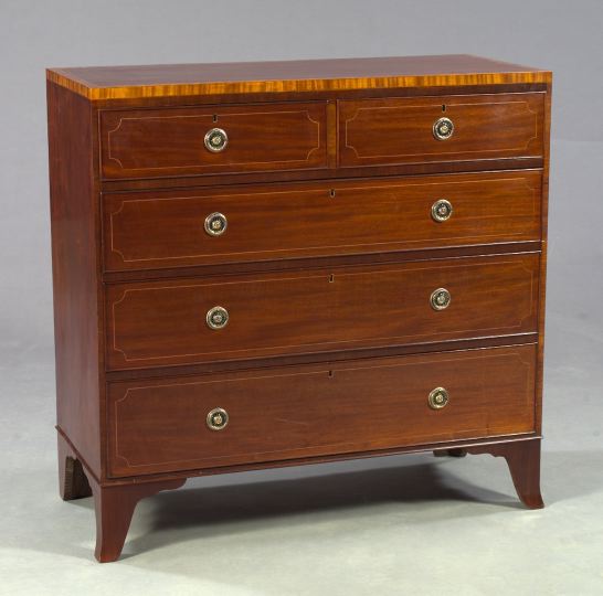 Appraisal: George III-Style Mahogany Chest mid- th century the banded rectangular