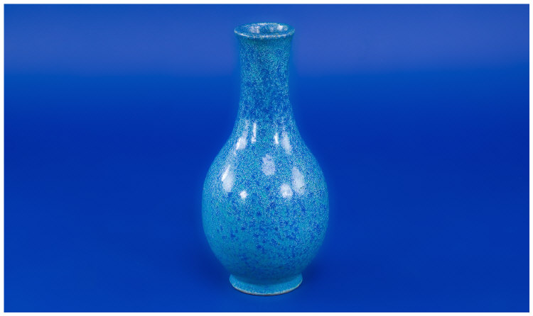 Appraisal: Studio Pottery Bottle Shape Vase Mottled Turquoise and French Blue