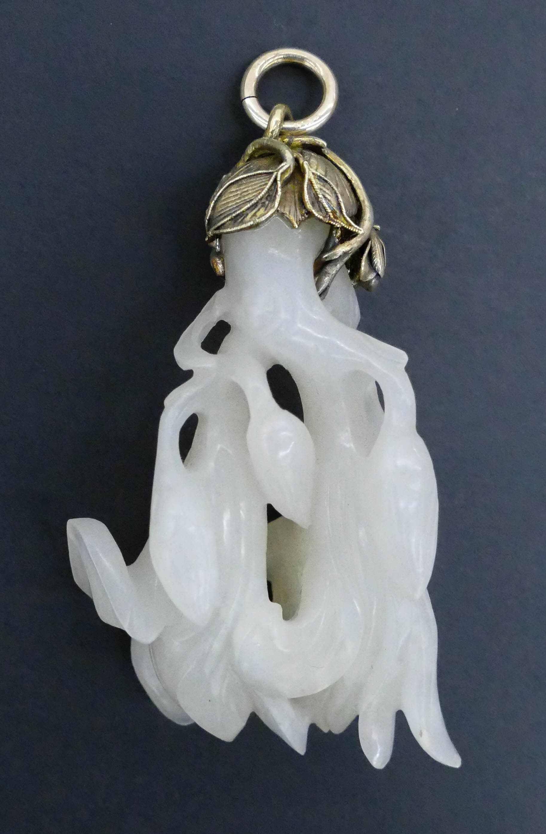 Appraisal: Chinese White Jade Flower Pendant '' A pierced white jade