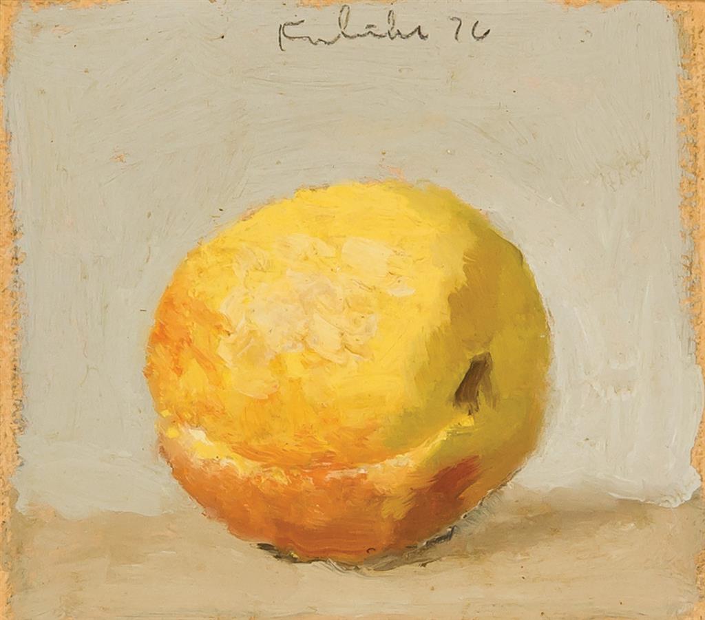 Appraisal: ROBERT KULICKE American - Single Peach - Grey Background oil