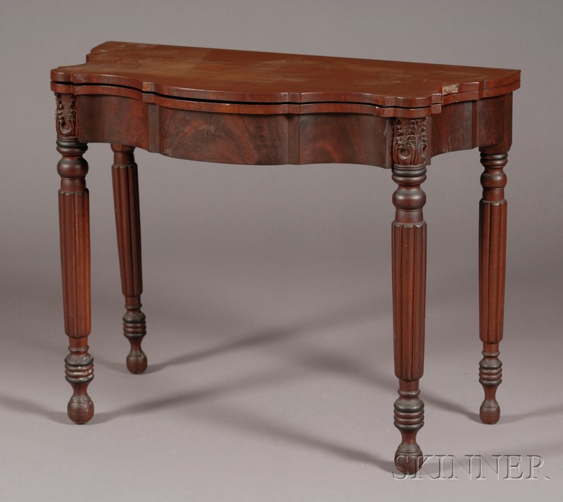 Appraisal: Classical Mahogany Carved and Mahogany Veneer Card Table North Shore