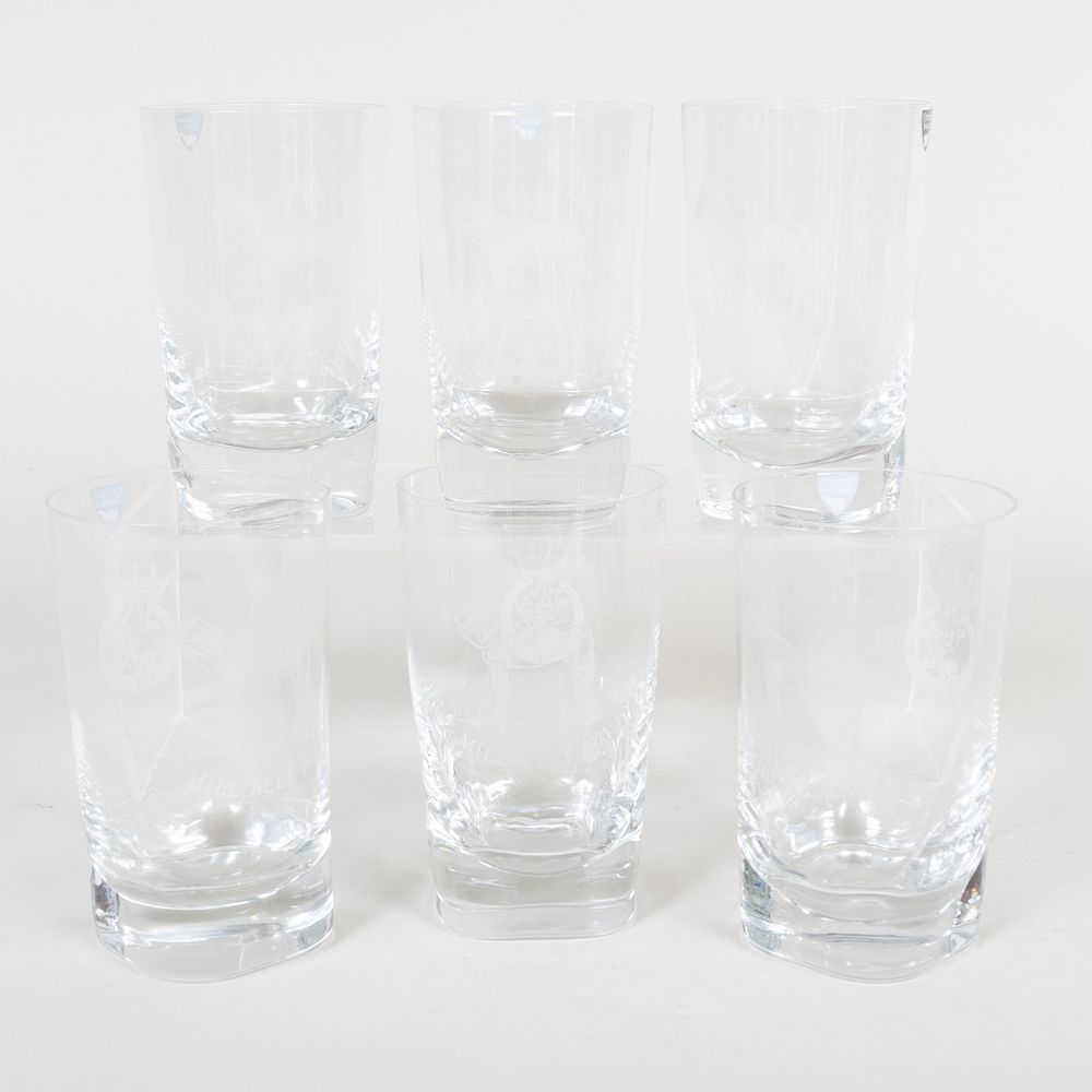 Appraisal: Set of Six Orrefors Glass Tumblers Commemorating the Epsom Derby