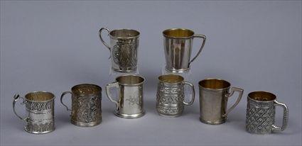 Appraisal: GROUP OF SIX AMERICAN SILVER MUGS AND TWO OTHERS Four