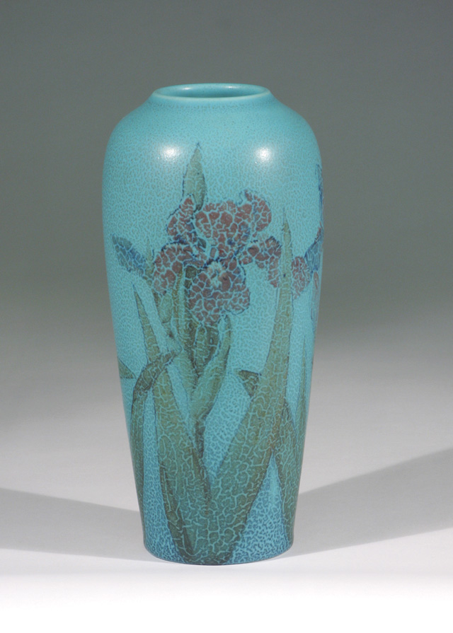 Appraisal: ROOKWOOD POTTERY VASE matt glaze with painted iris design in