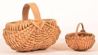 Appraisal: Two Antique Woven Oak Splint Baskets st Berry basket -