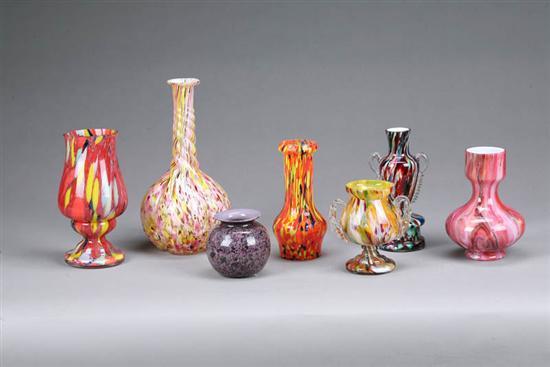 Appraisal: SEVEN PIECES OF GLASS End of day style Four footed