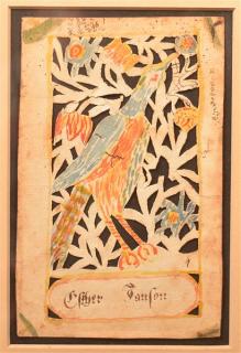 Appraisal: Faber Watercolor and Cut Work Fraktur C Watercolor and Cut