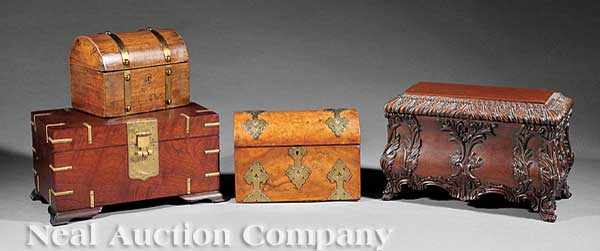 Appraisal: A Group of Antique Boxes including a fruitwood domed box