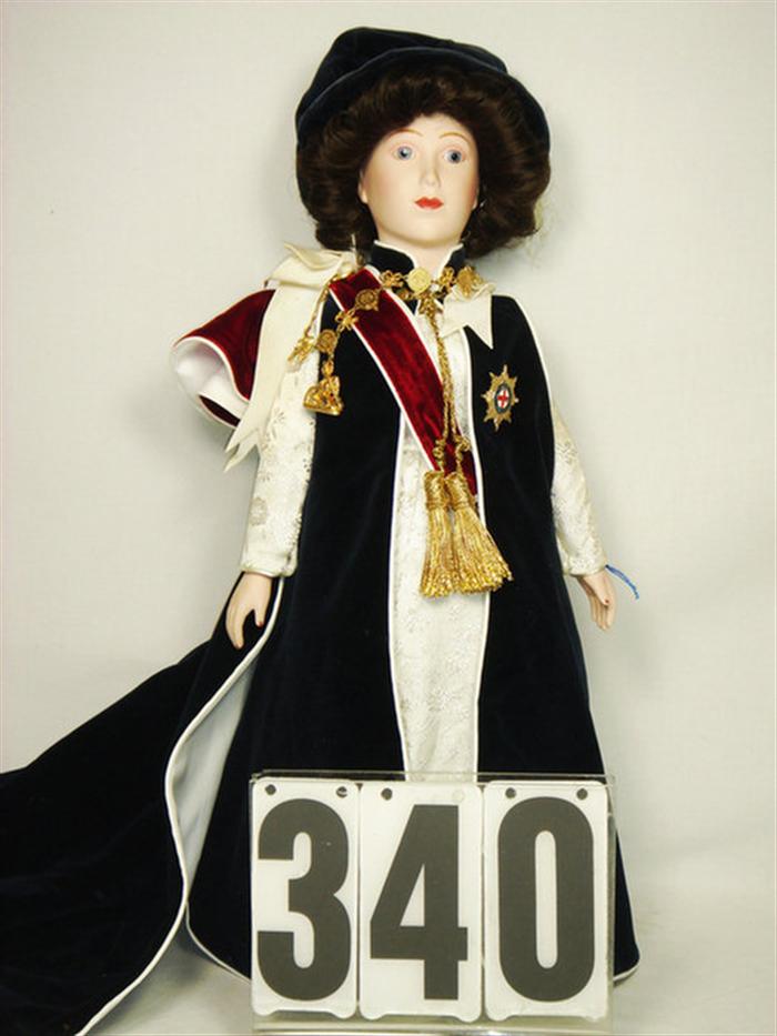 Appraisal: Franklin heirloom Mint Queen Doll inches tall porcelain and cloth