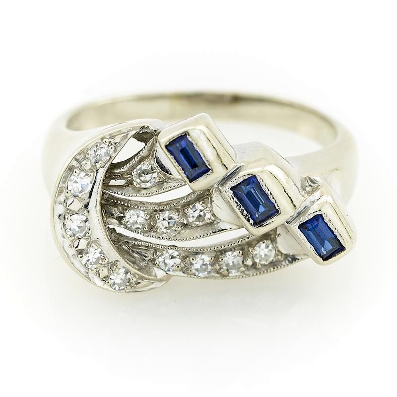 Appraisal: k White gold diamond and sapphire ring k White gold