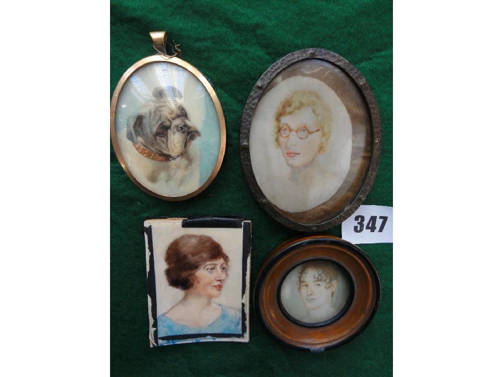 Appraisal: A small collection of miniature portraits including an ivory panel