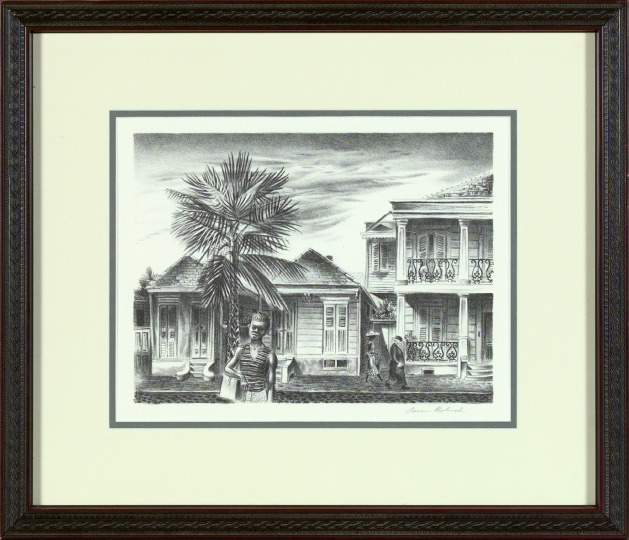 Appraisal: Aaron Bohrod American - New Orleans Street Scene lithograph sight