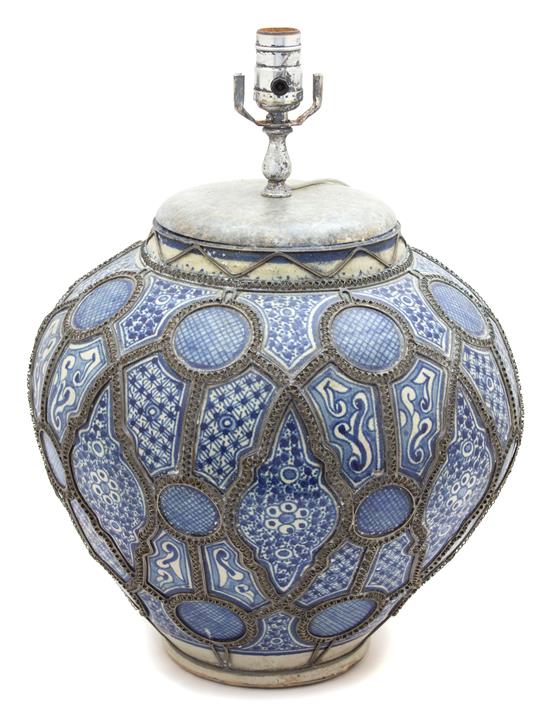 Appraisal: Sale Lot A Turkish Blue and White Fruitware Vase mounted