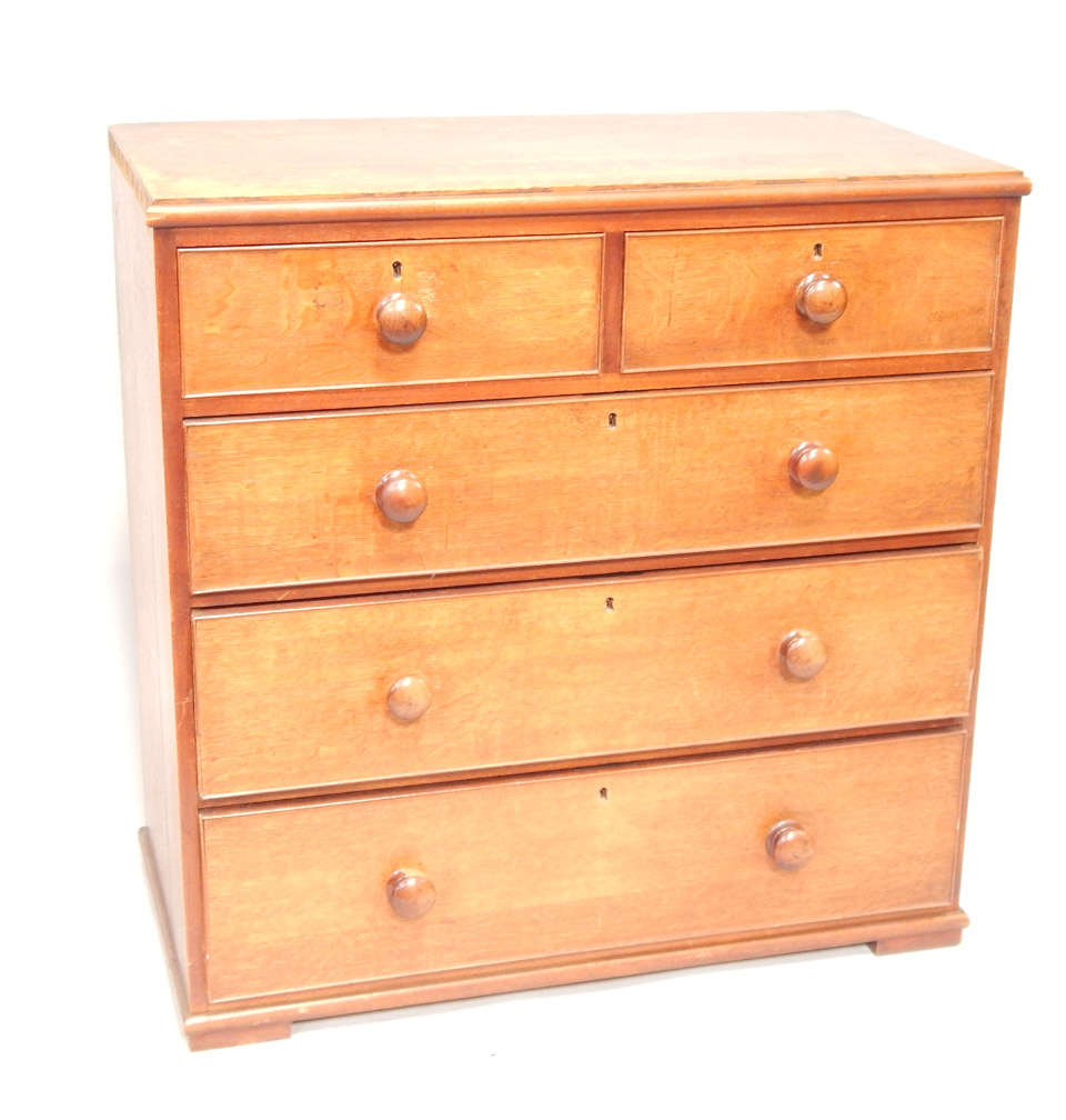 Appraisal: A Victorian oak chest of drawers having two short over