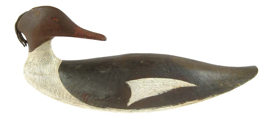 Appraisal: RARE CARVED AND PAINTED MERGANSER DECOY BY GEORGE R HUEY