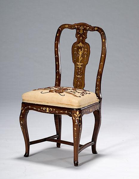 Appraisal: DUTCH QUEEN ANNE-STYLE SIDE CHAIR WITH MARQUETRY INLAY ca -