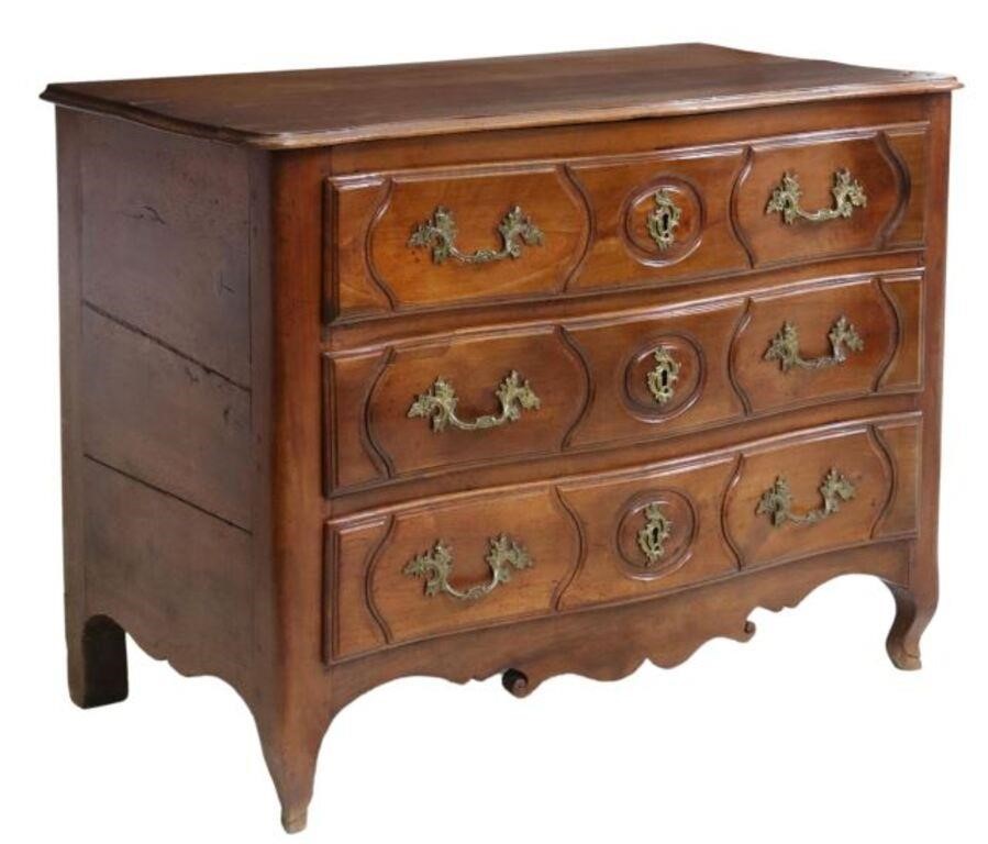 Appraisal: French Louis XV style walnut commode en arbalete late th