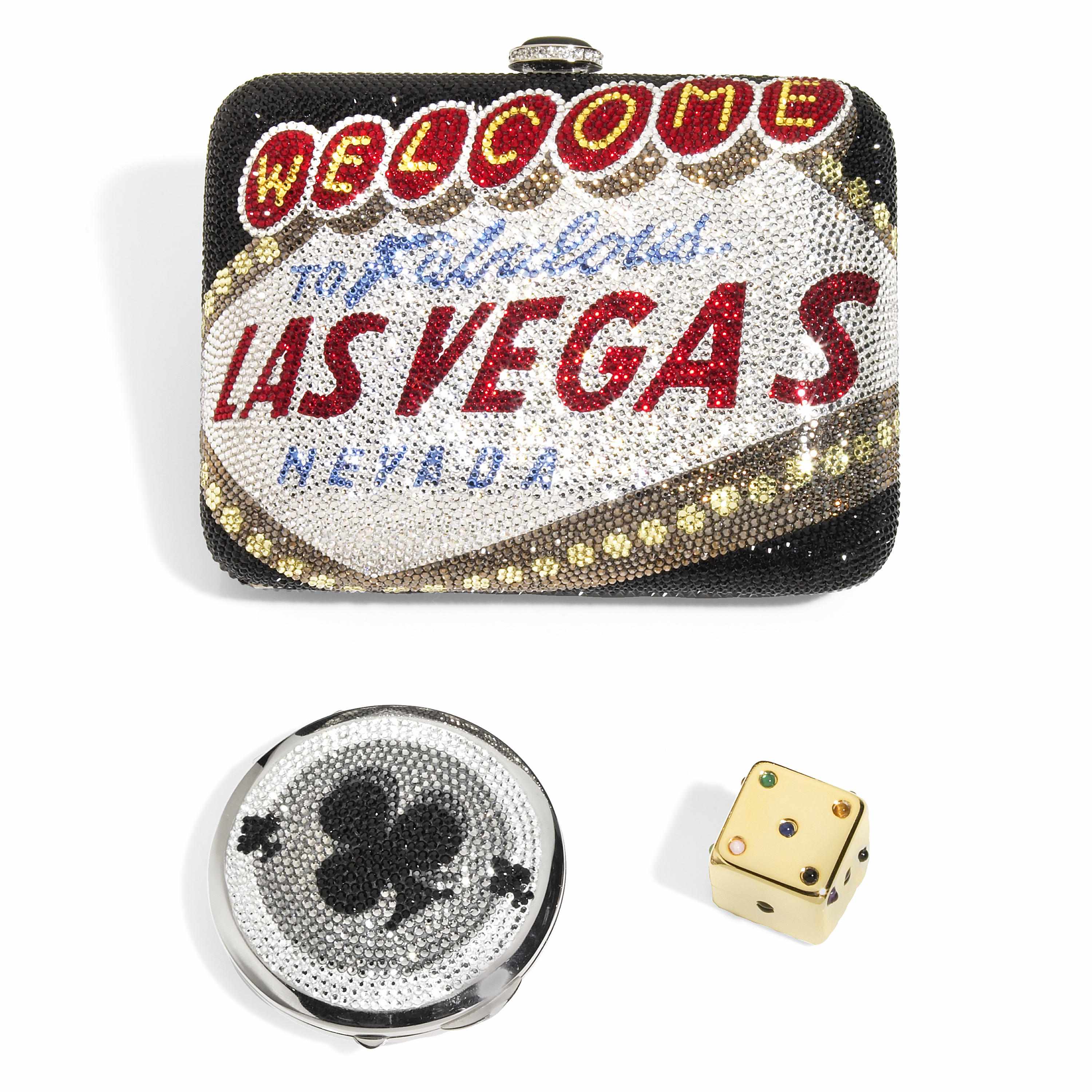 Appraisal: A multi-colored crystal ''Welcome to fabulous Las Vegas Nevada'' purse