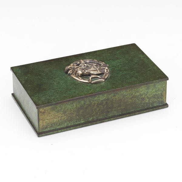 Appraisal: ART DECO PATINATED BRONZE AND SILVER HUMIDOR BOX BY SILVERCREST