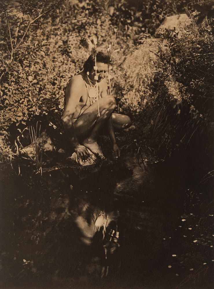 Appraisal: Edward Curtis Untitled Brave Kneeling by Water ca Edward S