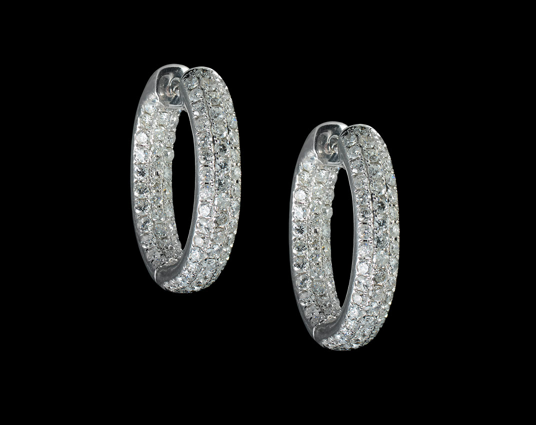 Appraisal: CTW DIAMOND HOOP EARRINGS K white gold hinged hoop earrings