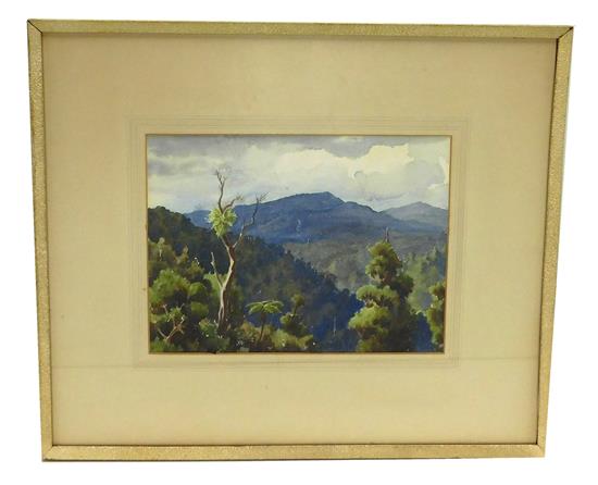 Appraisal: Edward B Lattey New Zealander - watercolor depicting view of