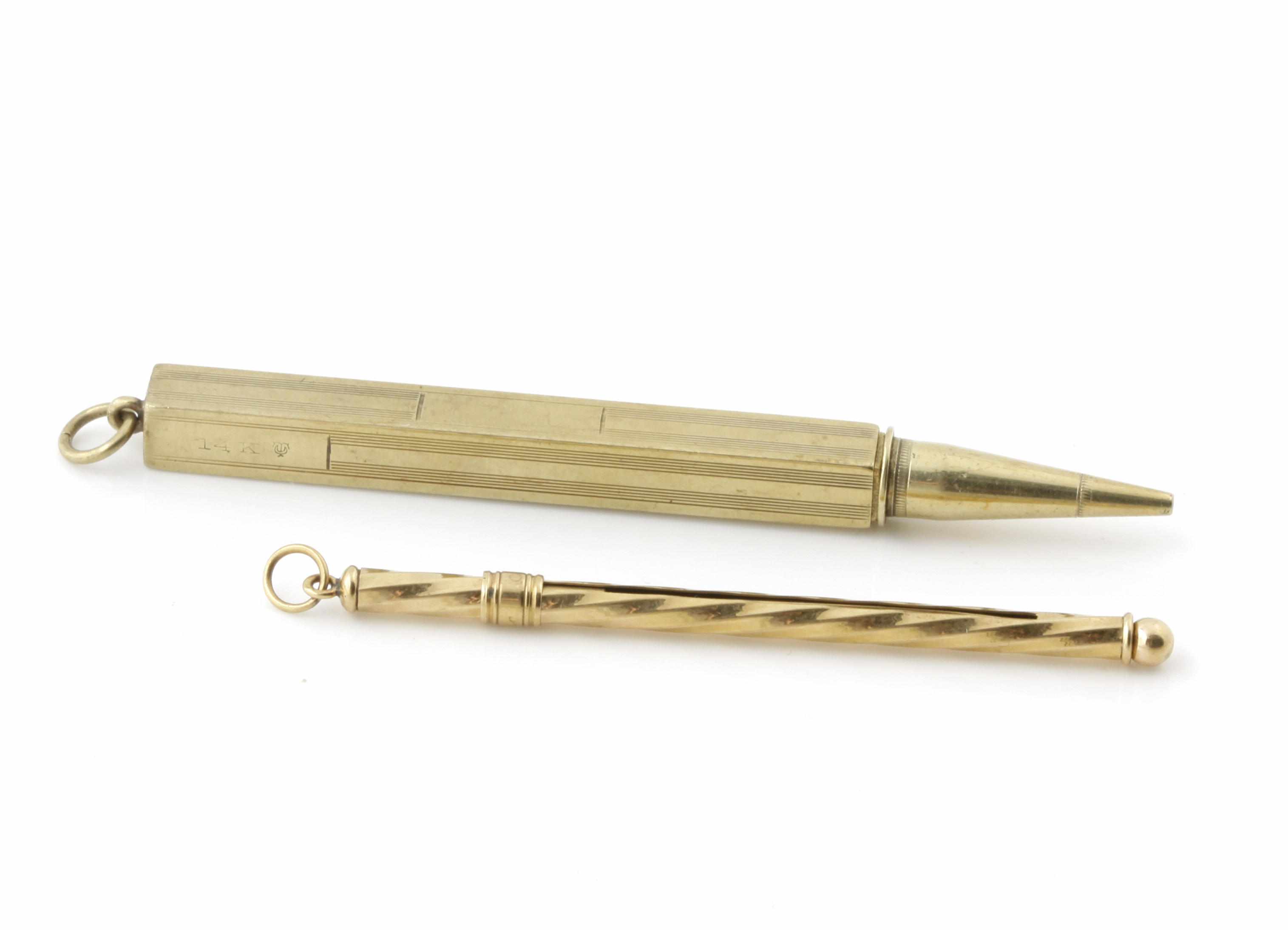 Appraisal: A collection of two gold items Cartier comprising a pencil-ruler