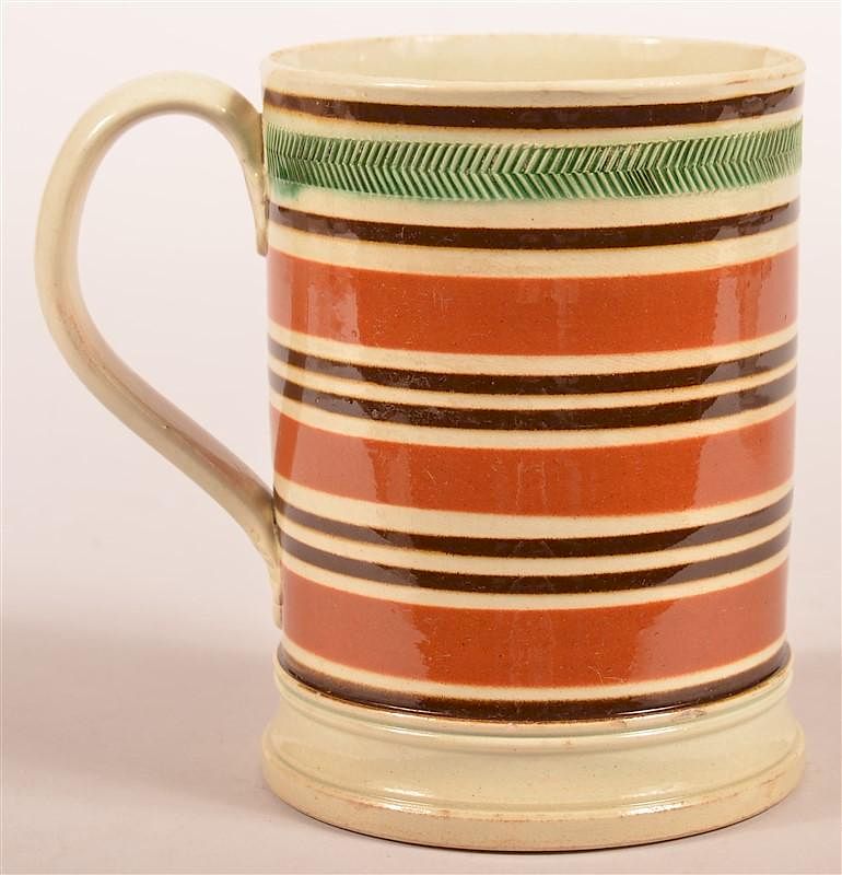 Appraisal: Band Decorated Mocha Soft Paste China Tankard Band Decorated Mocha