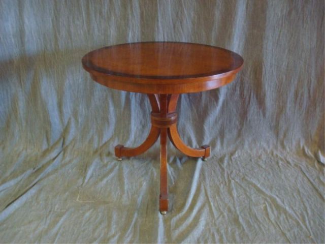 Appraisal: Cherry Rosewood Round Banded Tripod Side Table Dimensions diameter x