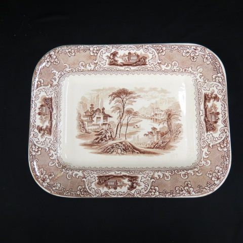 Appraisal: Victorian Ironstone Platter brown white landscape x