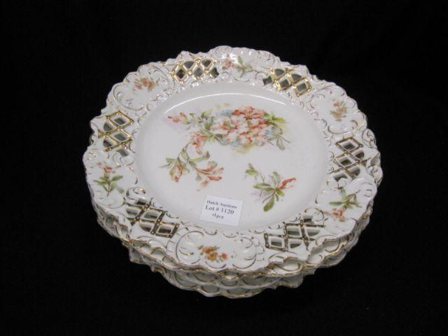 Appraisal: Victorian Porcelain Plates floral with lattice openwork