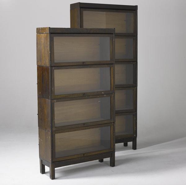 Appraisal: STACKING BOOKCASES One five and one four shelf bookcase with