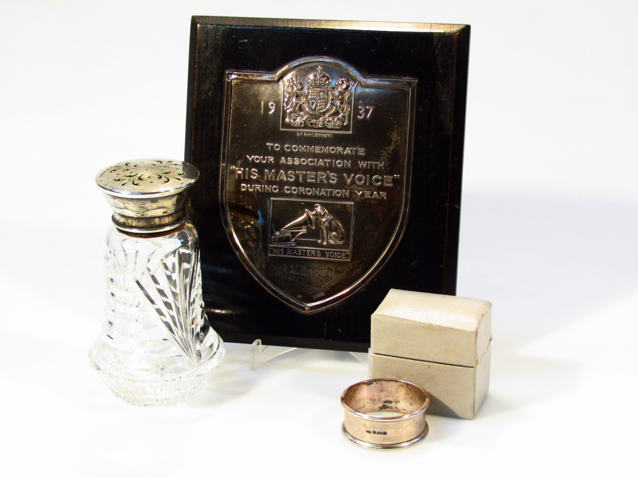 Appraisal: Various silver comprising a HMV commemoration and association plaque on