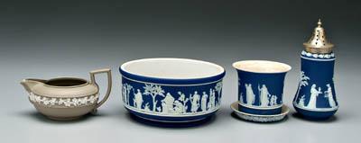 Appraisal: Four pieces Wedgwood dark blue bowl marked quot Wedgwood England