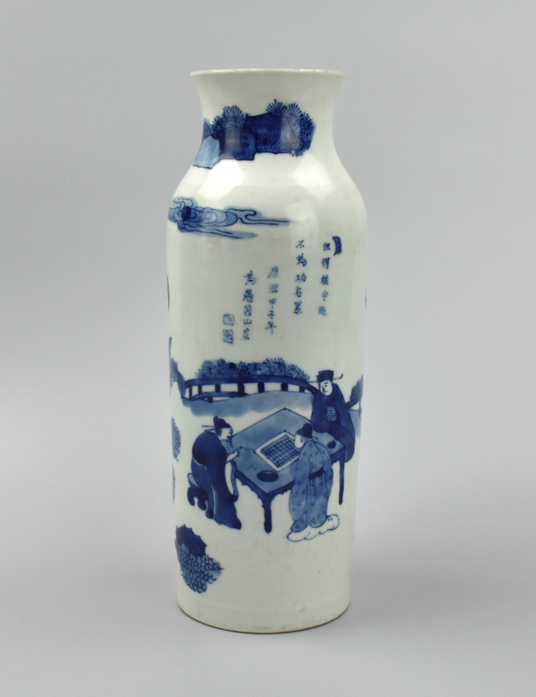 Appraisal: CHINESE BLUE WHITE VASE W GAME PLAYERS TH C A