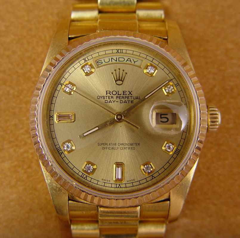 Appraisal: K ROLEX PRESIDENTIAL WRISTWATCH Ca K yellow gold wristwatch featuring