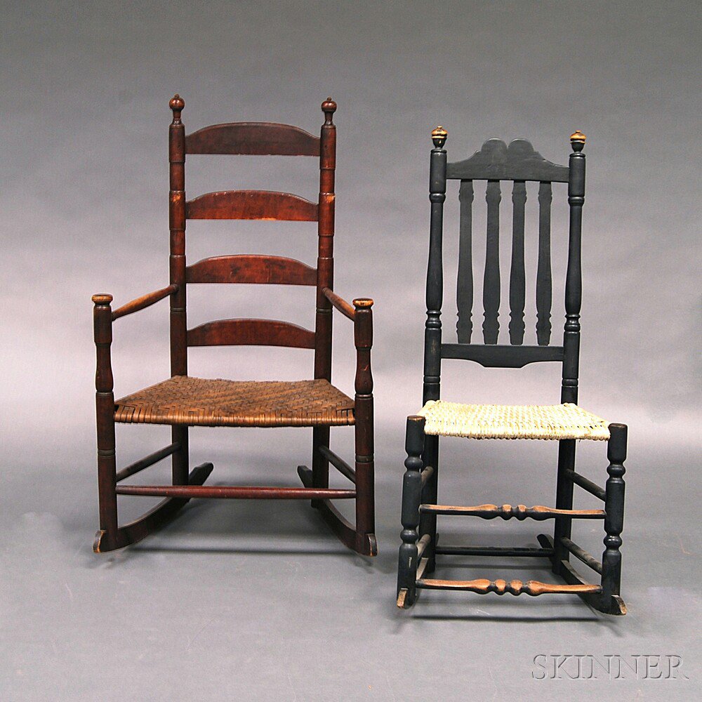 Appraisal: Two Country Rocking Chairs th th century a red-stained maple