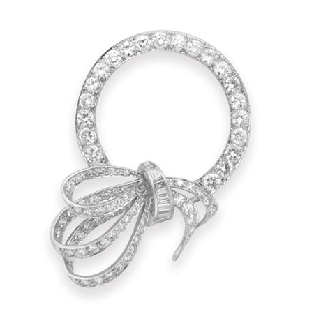 Appraisal: Diamond Circle Bow Brooch Estimate -