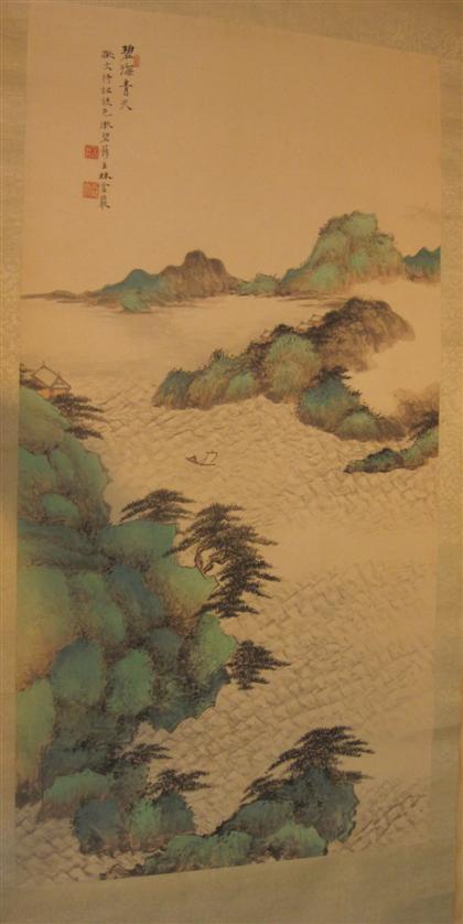 Appraisal: Chinese scroll painting of a mountainous landscape th century