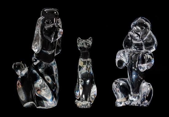 Appraisal: Sale Lot Three French Glass Animal Figurines th century comprising